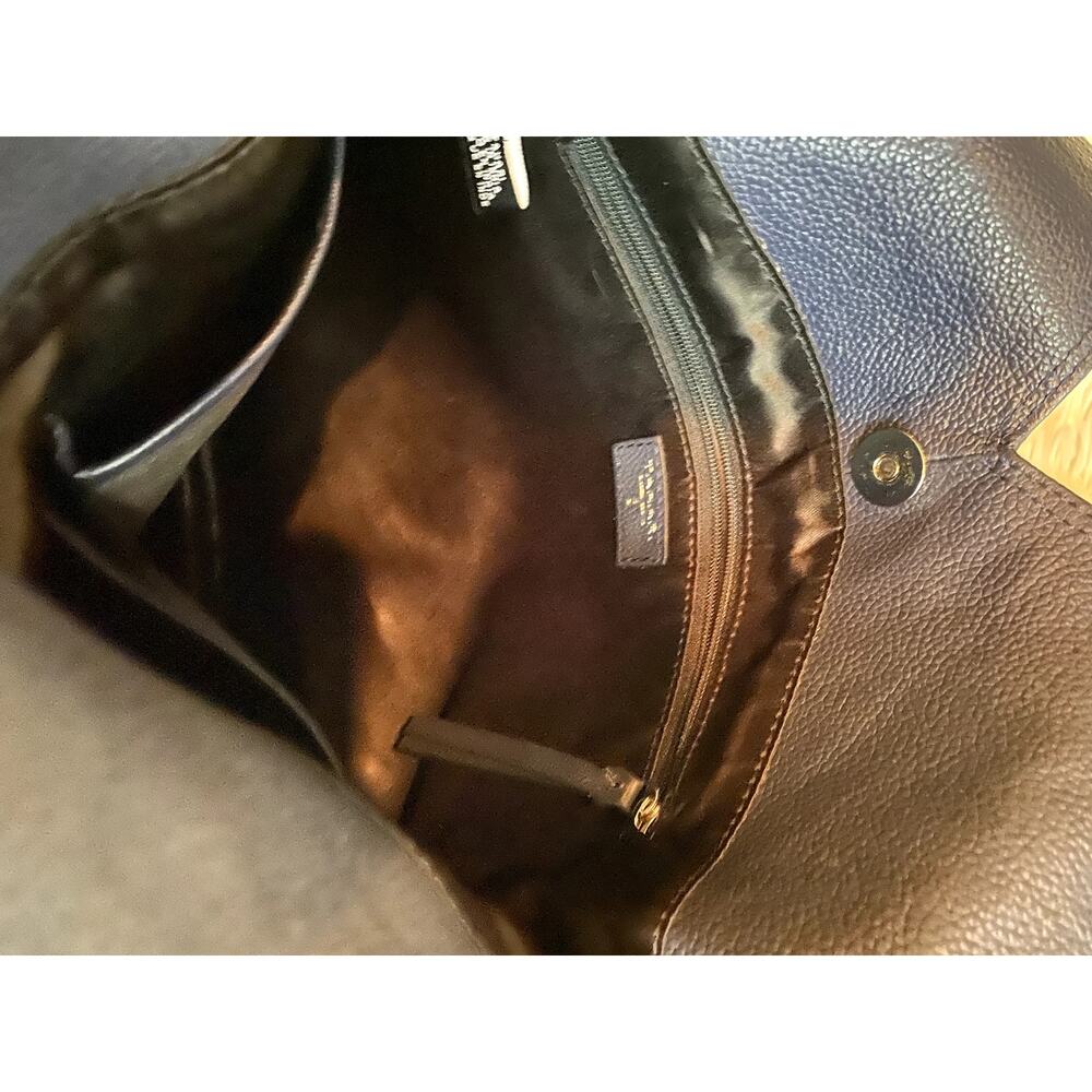 T Tahari Black Leather Hobo Bag with Brown Handles - Picture 8 of 10